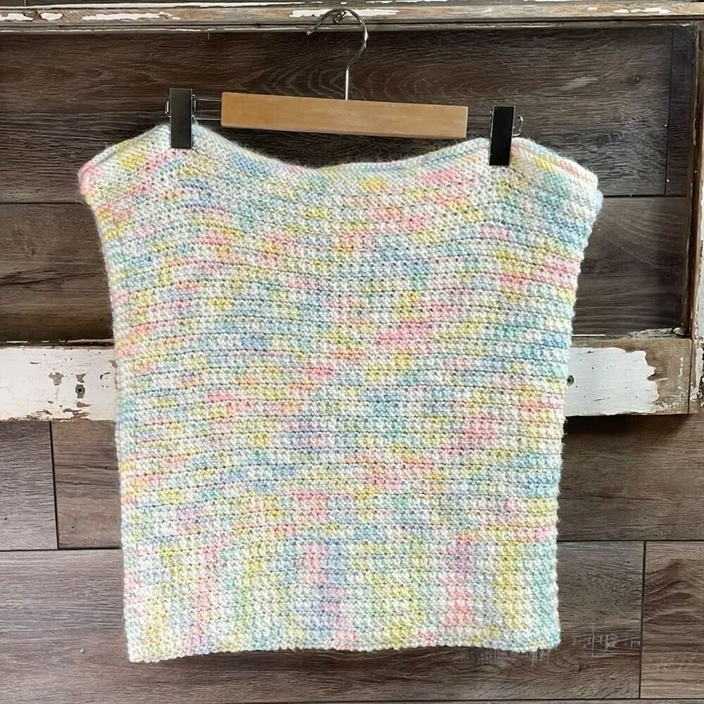 Crochet Handmade Baby Blanket Lap Blanket Pastel Colors Size Approx 48” x 48”